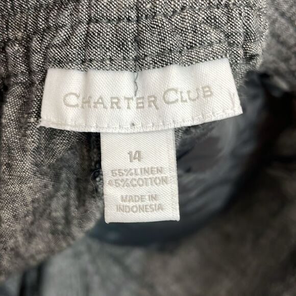 Charter Club Straight Leg Linen Cotton Gray Pants Size 14 - Picture 11 of 16